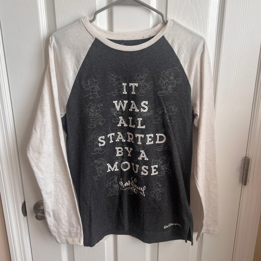 Disney Parks Mickey Mouse Graphic Tee Raglan Long Sleeve Top Size S Disney World